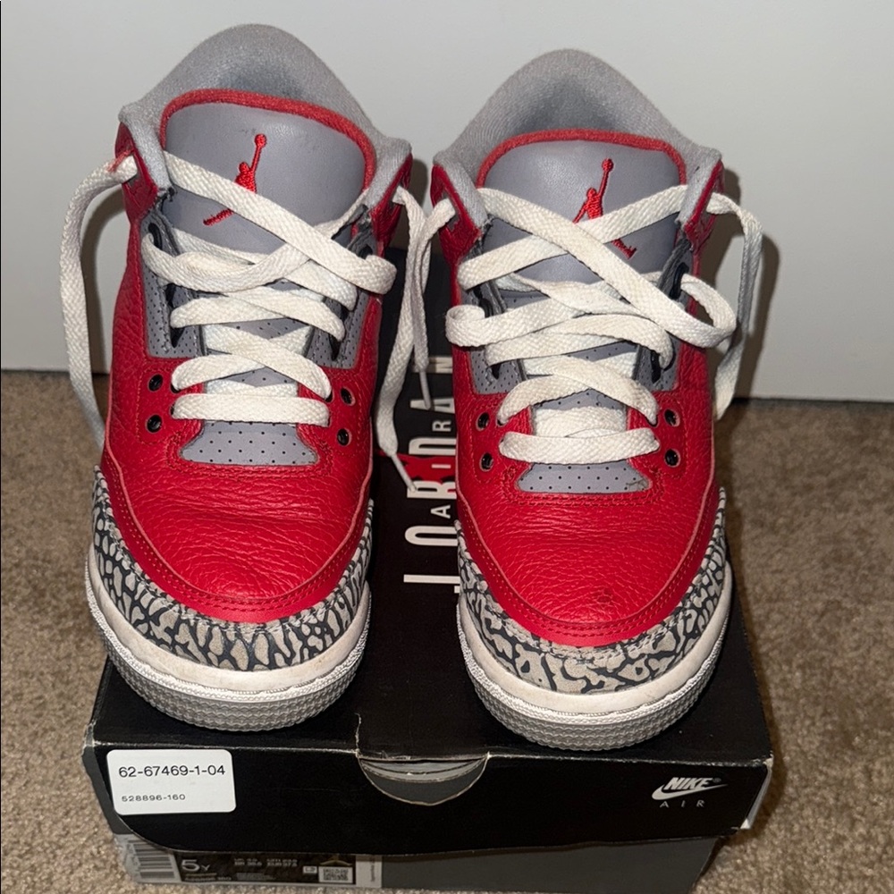 Jordan Red and Gray Retro Sneakers with Elephant Print